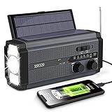 MILFECH Solar Radio, AM/FM Kurbelradio Tragbar Notfallradio mit 5000mAh Wiederaufladbare Batterie, 3 Modi LED Taschenlampe, LED Leselampe, SOS Alarm und Handkurbel Dynamo für Camping, Reisen (Schwarz)