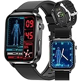 Smartwatch Für Damen Herren,1.7' Fitness Tracker Mit Herzfrequenz Blutdruck Blutfette Blutzucker Blutsauerstoff Körpertemperatur Monitor Kalorien Schrittzähler Aktivitätstracker,Black