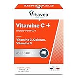 Vitavea Vitamin C + Vitamin D Calcium - starke Energie - Kautabletten zum Kauen der Passionsfruchte, hergestellt in Frankreich