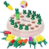 Japace Memory-Spiel aus Holz, Karotten Gedächtnis Schach Kinderspiel Lernspielzeug Fördert das Gedächtnis und das Konzentration, Familien Brettspiel & Gesellschaftsspiel Spielzeug ab 3 Jahre