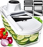 7-in-1 Multifunktion Mandoline Gemüsehobel - Küchenhobel Hobel Gemüse Gemüseschneider Gurkenhobel Zester Julienne Rillen Klinge Reibe für Gemüse Käse Kartoffel Karotte Frucht