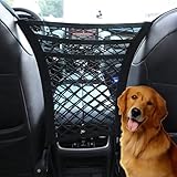 Sanfnz 3 Schichten Autonetz Autositz Aufbewahrungsnetz mit 2 Taschen, Netz mit Haken und dehnbarer Netzbarriere, Auto-Hundegitter Autonetzbarriere für Hund, Haustier oder Kinder, 30 * 28cm Schwarz