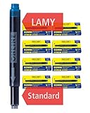 ONLINE 40x kompatible LAMY Patronen blau, auch für Pelikan, Stabilo, Faber-Castell etc, Universal Tintenpatronen, Ersatz-Patronen, löschbar, auch Tintenpatronen-Rollerbälle, Vorteilspack köngisblau