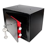 Schramm® Safe Tresor mit Schloss Minisafe Minitresor Wandtresor Möbeltresor Wandsafe mit Schlüssel Schwarz