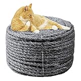 6mm Sisal Seil zum Reparatur und Ersatz von Katze Kratzen Säule, Kratzbaum, Katze Kratzen Pad/Matte/Kicker Spielzeug, Rohr/Treppe/Reifen Verpackung, Zuhause Dekoration, 6mm*50m, Grau