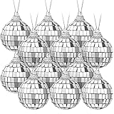 12 Stück Disco Spiegelkugel 1,6 Zoll Glitzerkugel 50er 60er 70er Silber Discokugel Party Deko Disco Kugel Dekorationen Party Hängend Disco Ball Deko für Weihnachtsbaum Schmuck Spiel Zubehör