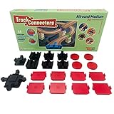 TOY2 Allround Medium Set mit 20 Schienenverbindern Kompatibel mit BRIO Eisenbahn & Lego Duplo Bausteine - Bauset 6 Verschiedene Track Connectors - Nachhaltige Holzeisenbahn Holzschienen Set Verbinder