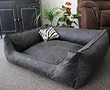 Hundebettenmanufaktur Hundebett Wildlederoptik Hundesofa Schlafplatz Velluto waschbar Farbe und Größe wählbar (105 cm X 80 cm, athrazit)