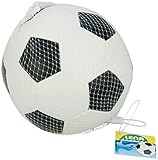 Lena 62178 Soft Fußball, weicher Ball ca. 18 cm, Softball zum Spielen und Baden, elastischer und strapazierfähiger Schaumstoffball, Spielball für Kinder ab 12 Monate, Weiß, Schwarz