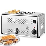 6-scheiben-toaster, Edelstahl-toaster Mit Auftauen/aufwärmen, 5 Farbeinstellungen, Extra Breite Schlitze Und Ausziehbares Krümelfach, 30%-50% Zeitersparnis, Ideal Für Die Küche