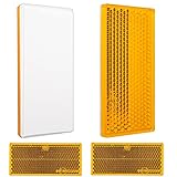 Rechteckige Reflektoren zum Ankleben, 4 Pack, orange, 70 x 30 x 7 mm Abmessung, mit E-Prüfzeichen, eckige Reflektoren für Hänger, Wohnmobil, Katzenauge links rechts, Rückstrahler Traktor Streuscheibe