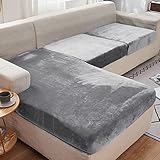 Sofa Sitzkissenbezug Stretch, Rosnek Samt Sofabezug, Elastische Couch Kissenbezüge, Sofasitzbezug Schonbezug Schutz, Bezug für Sofa Sitzkissen 2-Sitzer, Grau