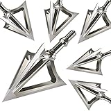 Voorpret 6 Stück 100 Grains Pfeilspitzen Jagdspitzen Armbrust Bogen Arrow Broadheads mit 3 Klingen aus 430 Edelstahl Schraubspitze Silber