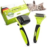 PRETTYPAW ® Fell Liebe 2.0 Profi Katzen Bürste Set I 100% Hygiene & Komfort Dank gerundeeter Massageborsten I Katzenbürste für die optimale Kurzhaar & Langhaar Pflege I Unterfellbürste Katze