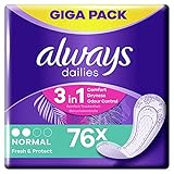 Always Dailies Slipeinlagen Damen Fresh & Protect Normal (76 Binden) Giga Pack, atmungsaktiv, flexibel mit saugfähigem Kern