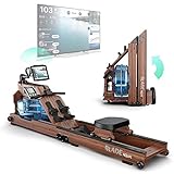 Bluefin Fitness Blade Aqua W-1 Wasserrudergerät aus Holz | 100% nachhaltiges amerikanisches Eschenholz Klappbare Heimfitnessgeräte | LCD-Konsole + Herzfrequenzmonitor | Kinomap App-Integration