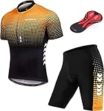 TOMSHOO Herren Radtrikot Set, Radtrikot Herren Kurzarmtrikot Kurzarm und Radhose Set mit 4D Gel Sitzpolster Schnelltrocknende, atmungsaktive, elastische Kurzarm Radbekleidung Herren für MTB