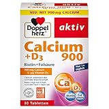 Doppelherz Calcium 900 + D3 + Biotin – Calcium leistet einen Beitrag zum normalen Knochenerhalt und zur normalen Muskelfunktion – 30 Tabletten