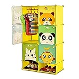 Kleiderschrank Tragbare Kleiderschrank der niedlichen Kinderschrank-Kleiderschrank-Cube-Speicher-Armaturenschlafzimmer-Reiter-Pantry-Kabinett Shoebox, 29,9x14.6x51,2 Zoll, gelb Tragbarer Organizer Sch