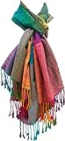 Damen Schal'Marokko' Regenbogen-Farben Pashmina - Viskose/Polyester - xxl 180 x 60 cm bunt/mehrfärbig