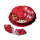 szy Nut Bowl Snack Tray Candy Dish Nut Bowns Für Partys Snack-Tabletts Servierschalen Mit LIDS Set Geeignet Für Küchentisch Bankett Party Tapasschalen (Color : Red, Size : 32 * 24cm)