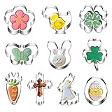 10 Stück Ausstechformen Ostern, Ausstecher Ostern Hase Ostern Ei Keksausstecher Karotte, Küken, Klee, Blume, Schmetterling Plätzchen Ausstecher Ostern Basteln für Kinder