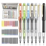 GCQUILL Kalligraphie Stifte Tinte Set Füllfederhalter Set mit 7 Stifte&36 Bunte Tintenpatronen Handgemachte Schreiber schönschreibfüller Perfekt für Kalligraphie Anfänger komplettes Easy Learning Set