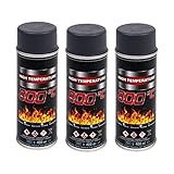 3x hitzebeständiger Lack Anthrazit Grau 800°C Grillfarbe Thermolack Ofen Spray 400ml