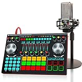 Live-Soundkarten-Set mit Mikrofon und Audio-Interface mit DJ-Mixer mit Voice Changer Podcast-Studio-Ausrüstung für Telefon, PC, Aufnahme, YouTube, TikTok, Live-Streaming (G5Pro-PK)