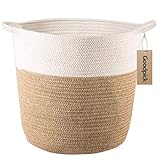 Goodpick Baumwolle Jute Seil Korb Aufbewahrung Wäschekorb im Kinderzimmer Dekorative Pflanzkorb, H38,1 x O40,6 x U32 cm