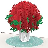 papercrush® Pop-Up Karte Rote Rosen - Handgemachte 3D Geburtstagskarte mit Rosenstrauß, Blumengruß zum Geburtstag, Hochzeitstag & Rosenhochzeit - Blumen Glückwunschkarte für Mama, Frau & Freundin