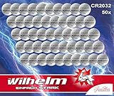 50 x Knopfzelle CR2032 Wilhelm Batterie Lithium 3V CR 2032 Industrieware