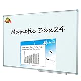 Lockways Whiteboard - Magnetisch Stabiler Tafel - praktische Weißtafel 60 x 90 cm, silbrig Metall Rahmen für Schule, Wohnung und Büro