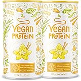 Vegan Protein - VANILLE - Pflanzliches Proteinpulver aus gesprossten Reis, Erbsen, Sojabohnen, Leinsamen, Amaranth, Sonnenblumen- und Kürbiskernen - 1,2kg Pulver