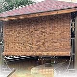 HXSM Bambusrollo Für Terrasse Holzjalousie Bambus Rollo Aussenbereich Natürliche Holzrollo Schilf Vorhang Raffrollo Wetterfest Sonnenschutz 50X80cm