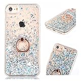 Flüssig Hülle für iPhone 6 / iPhone 6S, ZCRO Handyhülle Case Schutz Hülle Glitzer Flüssig Cover Transparent Silikon Rahmen Hüllen mit Handy Ring Halterung Ständer für iPhone 6/iPhone 6S(Weiß Silber)