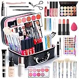 Professionelles Make-up Sets, MKNZOME 34St Schminke Starter Kit mit Schminktasche Tragbare Reise Makeup Paletten Kosmetik Lidschatten Lipgloss Geburtstags Weihnachten Geschenkset