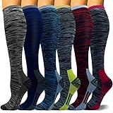 Campsnail 6 Paar Kompressionsstrümpfe für Damen und Herren Kompressionssocken Compression Socks Stützstrümpfe Fußballsocken für Laufen