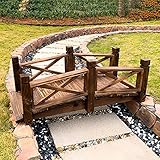 MIWOOYY Gartenbrücke Klassische Naturholzbogen-Teichbrücke mit Sicherheitsgeländer, Dekorative Kleine Brücke des Hinterhofgartens, Leicht Zusammenzubauen, 140 cm Lang