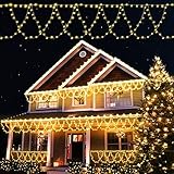 GlobaLink Eisregen Lichterkette Außen 10M 450LEDs Erweiterbar Lichtervorhang Weihnachtsbeleuchtung mit Timer 8 Modi IP44 Strom Eisregen Lichterkette Innen, Weihnachtsdeko für Fenser Garten