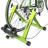 Relaxdays Unisex – Erwachsene Rollentrainer Inklusive Schaltung 6 Gänge für 26-28 Zoll bis 120 kg Belastbar Indoor Fahrradfahren Stahl, Grün, Standard