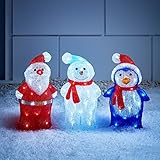 3er Set LED Weihnachts Acryl Figuren innen und außen Lights4fun