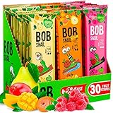 Bob Snail Vegane Süßigkeiten Vielfrucht-Riegel - 30 Gesunde Snacks Einzeln Verpackt von Kinder und Erwachsene mit Mango Himbeeren Birnen und Apfel - Zuckerfreie Low Carb Kalorienarme Süßigkeiten