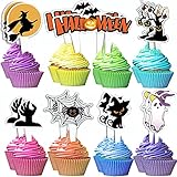 Yitla Halloween Decorations Halloween Cupcake Topper Halloween Kuchenaufsätze Halloween Tortendekorationen Halloween Kuchendekoration für Tortenstecker Kinder Party Themen Party