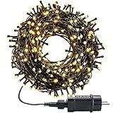 LED Lichterkette außen und innen Warmweiß Weihnachtsbeleuchtung Lichterkette mit 8 Leuchtmodi + Memory-Funktion, Wasserdicht für Weihnachtsbaum, Party, Hochzeit, Balkon, 20m, 200LEDs