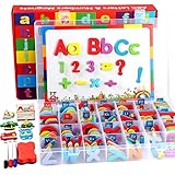 Lewo 253 Stück Magnetic Letters Puzzle mit Magnettafel und Aufbewahrungsbox Schaum Alphabet ABC Kühlschrankmagnete Lernspielzeug für Kinder Kleinkinder