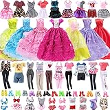 Carreuty 26 Puppenkleidungs Outfit für Barbie-Puppen, 10 Schuhe+5 Kleid+5 Kleidung+3 Bikini Set+3 formelle Kleidung in zufälliger Reihenfolge für Mädchen Geburtstagsgeschenke