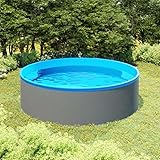 Planschbecken mit Stahlwand Aufstellpool Gartenpool Swimmingpool Hundepool für Hunde & Kinder Planschbecken 350x90 cm Grau