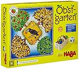 Haba 4170 - Obstgarten Spannendes Würfelspiel, mit 40 Früchten aus Holz und leicht verständlichen Spielregeln, beliebtes Brettspiel ab 3 Jahren