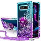 Miss Arts Galaxy Note 8 Hülle,[Silverback] Mädchen Glitzern Handyhülle hülle mit Ringständer, Cover TPU Bumper Silikon Flüssigkeit Treibsand Clear Schutzhülle für Samsung Galaxy Note 8 -LILA